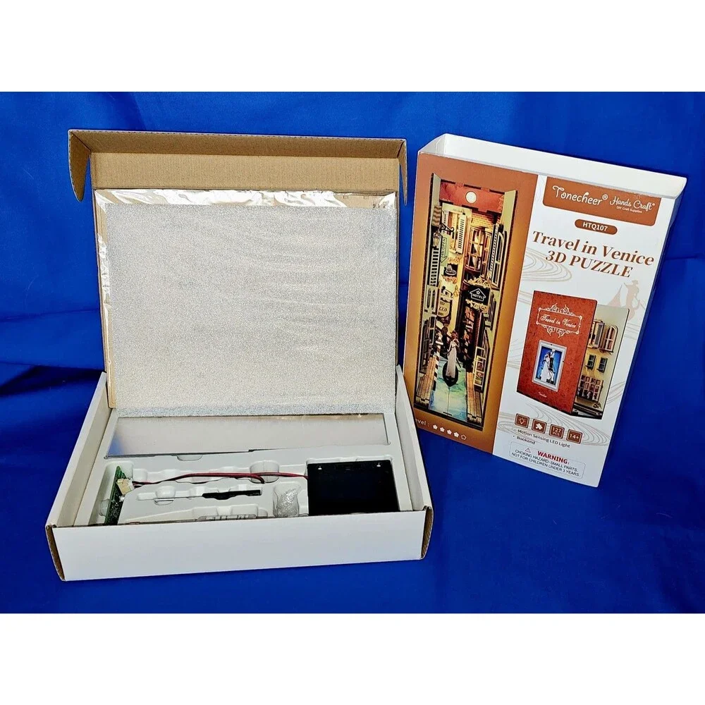 Travel In Venice Italy 3D Puzzle LED Light Book Nook Kit Tonecheer Hands Craft